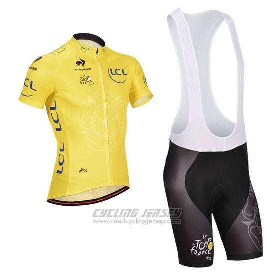 2014 Cycling Jersey Tour de France Yellow Short Sleeve and Bib Short